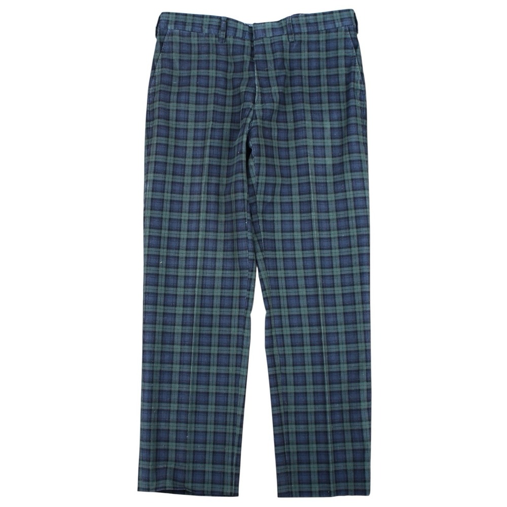 Vintage Lands' End Blackwatch Plaid Corduroy Pants Men's Green Blue Size 36
